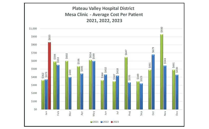 Mesa Clinic Average Cost Per Patient